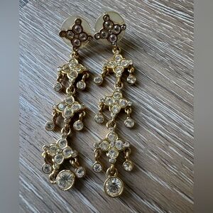 Vintage St John gold tone chandelier earrings